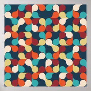 Abstrakt Geometrisches Muster mit Blätter, Tropfen Poster