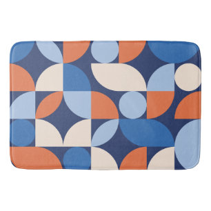 Abstrakt geometrisches Muster Orange Blue Badematte