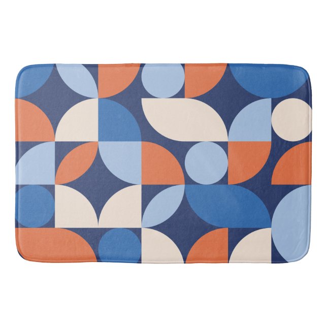 Abstrakt geometrisches Muster Orange Blue Badematte (Vorderseite)
