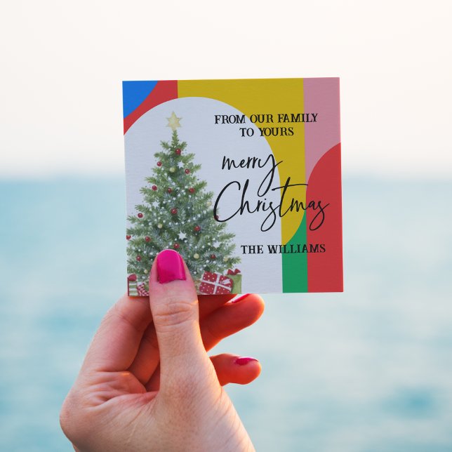 Abstrakt Geometrisches Muster Weihnachtsumschlag Quadratischer Aufkleber (Abstract Geometric Pattern Christmas Envelope Square Sticker)