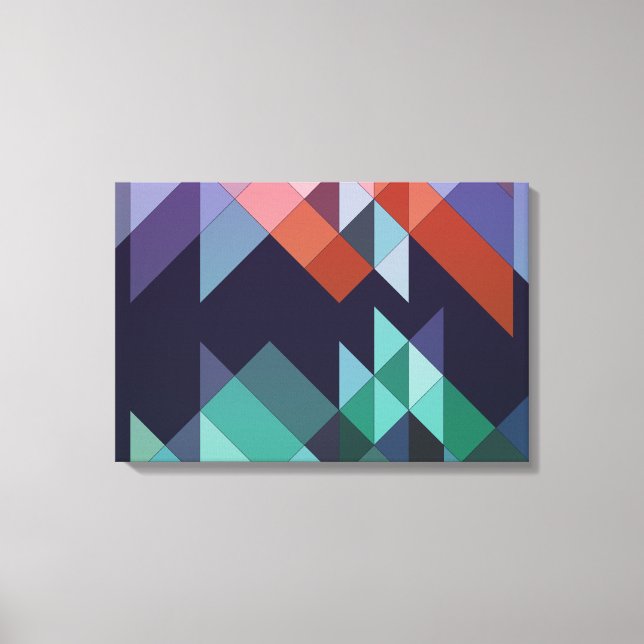 Abstrakt Geometrisches Navy Green Brown Elegant Leinwanddruck (Vorderseite)