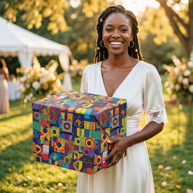 Abstrakt Geometrisches Patchwork afrikanisches ame Geschenkpapier (Abstract Geometric Patchwork African American Gift Wrapping Paper)