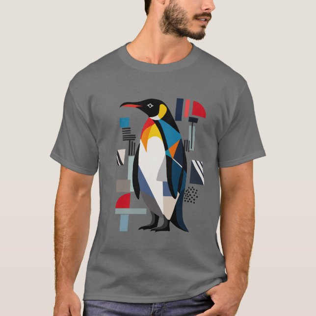 Abstrakt geometrisches Pinguindesign T-Shirt (Vorderseite)