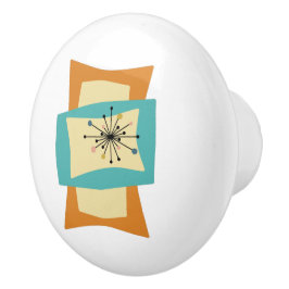 Abstrakt gepresste Rechtecke Mitte des Jahrhundert Keramikknauf