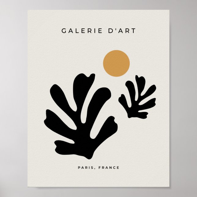 Abstrakt geschnittene Outs Form Blätter Senf Gelbl Poster (Vorne)