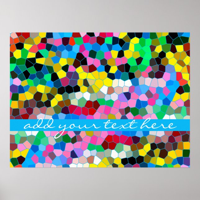 Abstrakt gestanztes Glas, farbenfroh blau rosa Mos Poster (Vorne)