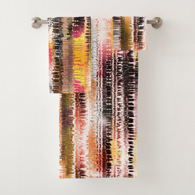 Abstrakt gestreift aus aufgeschnittenem Papier Badhandtuch Set (Insitu)