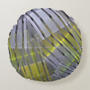 Abstrakt gestreifte geometrische Dekoration Rundes Kissen
