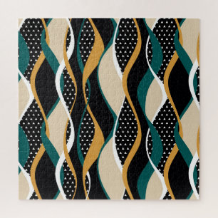 Abstrakt gestreiftes, farbenprächtiges Wellenmuste Puzzle