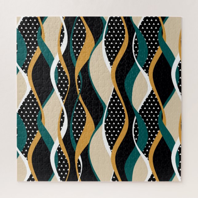 Abstrakt gestreiftes, farbenprächtiges Wellenmuste Puzzle (Vertikal)