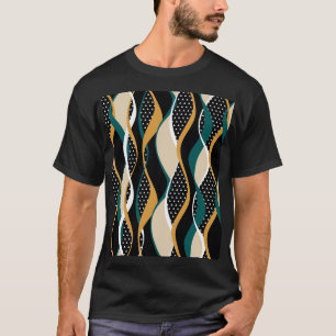 Abstrakt gestreiftes, farbenprächtiges Wellenmuste T-Shirt