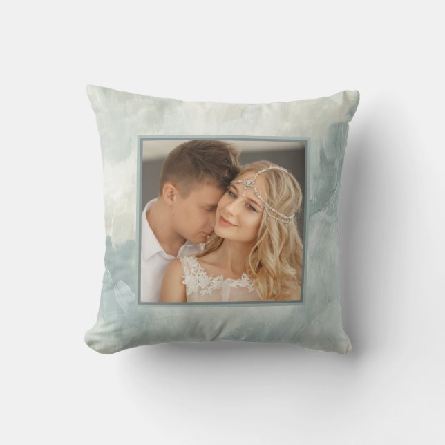 Abstrakt gestrichen| Elegantes Grün mit zwei Fotos Kissen (Vorderseite)