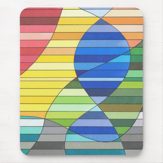 Abstrakt gestrichen mit gelben und blauen Formen Mousepad (Vorne)