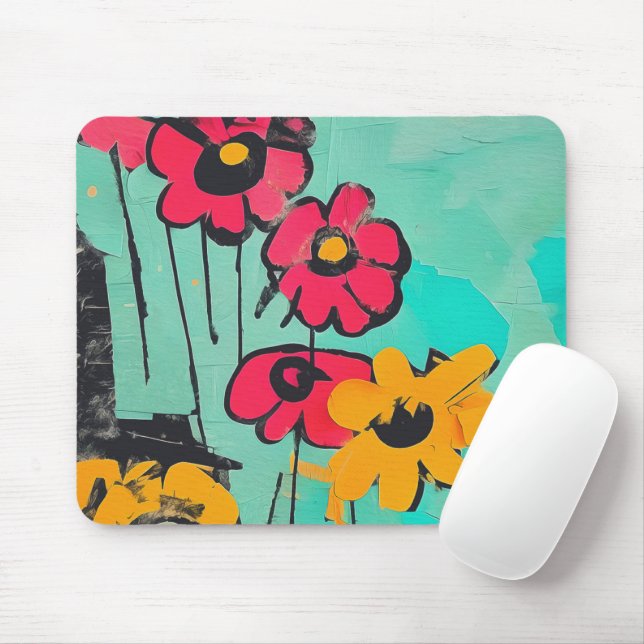 Abstrakt gestrichene Blume Mousepad (Mit Mouse)