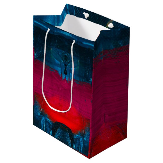 Abstrakt gestrichene Kunstgeschenktasche Mittlere Geschenktüte (Vorderseite Schrägansicht)