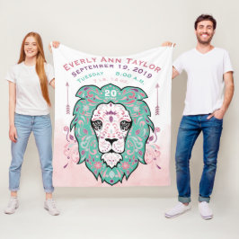 Abstrakt gestrichene Leon Baby Girl Birth Stats Re Fleecedecke