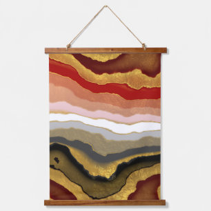 Abstrakt Gilded Agate Poster Wandteppich Mit Holzrahmen