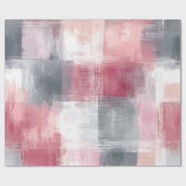 Abstrakt Gingham Pink und Grau Geschenkpapier