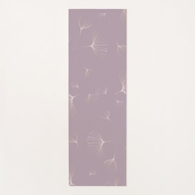 Abstrakt Ginkgo Biloba Botanische Rose Gold Yogamatte (Vorderseite)
