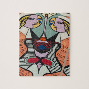 Abstrakt Girl on Tablet Danke Puzzle