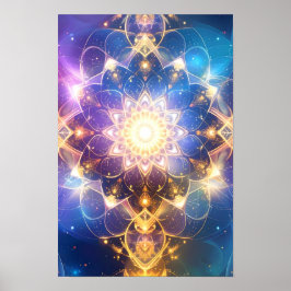 Abstrakt Glows Lotus Mandala Poster