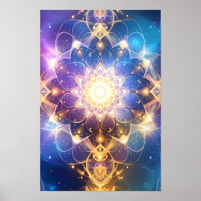 Abstrakt Glows Lotus Mandala Poster (Vorne)
