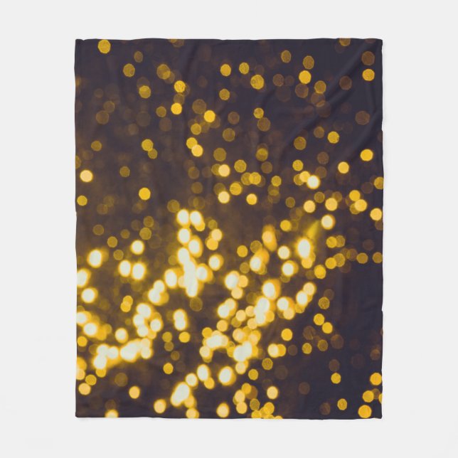 Abstrakt Gold Bokeh Black Background Fleecedecke (Vorderseite)