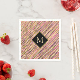 Abstrakt Gold Glitzer Black Monogram Serviette