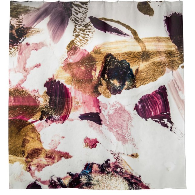 Abstrakt Gold Glitzern Kreative Kunst Duschvorhang (Vorderseite)