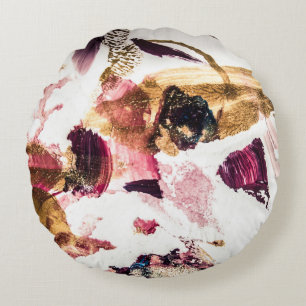 Abstrakt Gold Glitzern Kreative Kunst Rundes Kissen