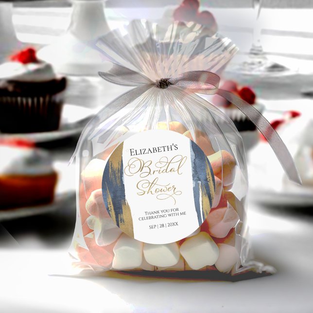 Abstrakt Gold Navy Blue Brautparty vielen Dank Runder Aufkleber (Von Creator hochgeladen)