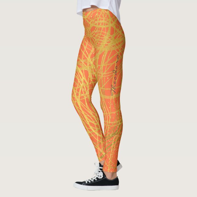 Abstrakt Gold Orange Leggings (Links)
