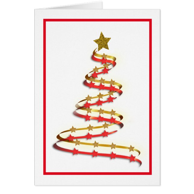 Abstrakt Gold Red Ribbon Weihnachtsbaum Custom (Vorne)