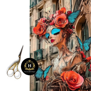 Abstrakt Gothic Gargoyle Blue Butterfly Decoupage Seidenpapier