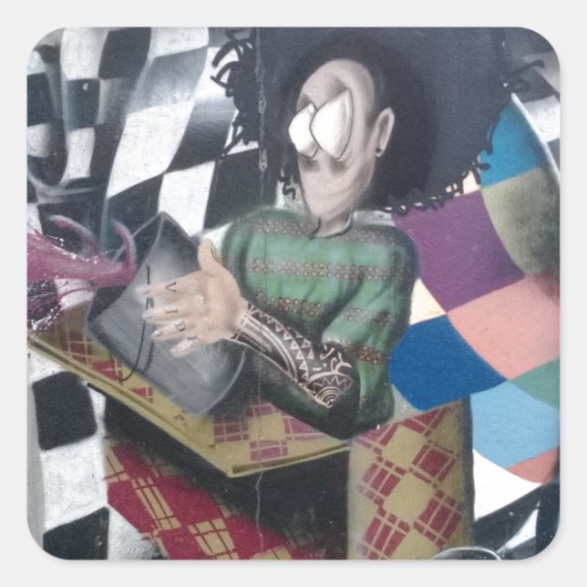 Abstrakt Graffiti Artwork Quadratischer Aufkleber (Vorderseite)