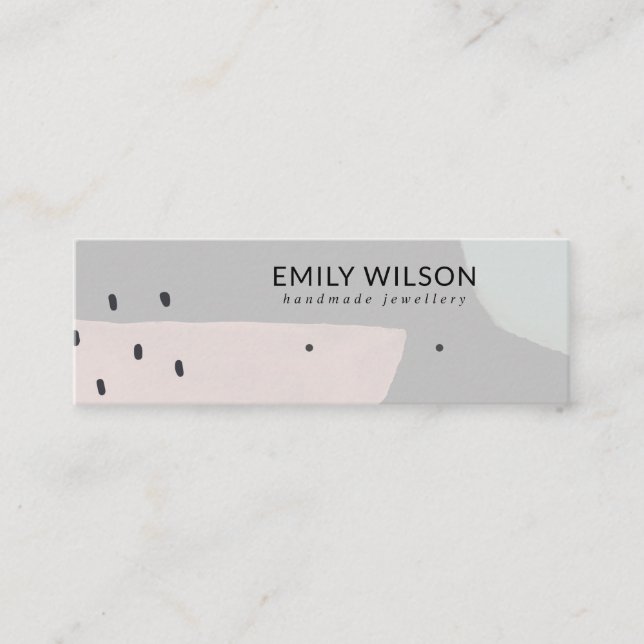 ABSTRAKT GRAU DUSKY PINK STUD EARRING DISPLAY MINI VISITENKARTE (Vorderseite)
