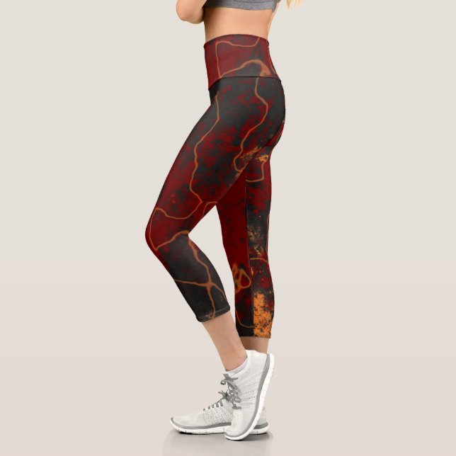 Abstrakt, grau und orange capri leggings (Links)