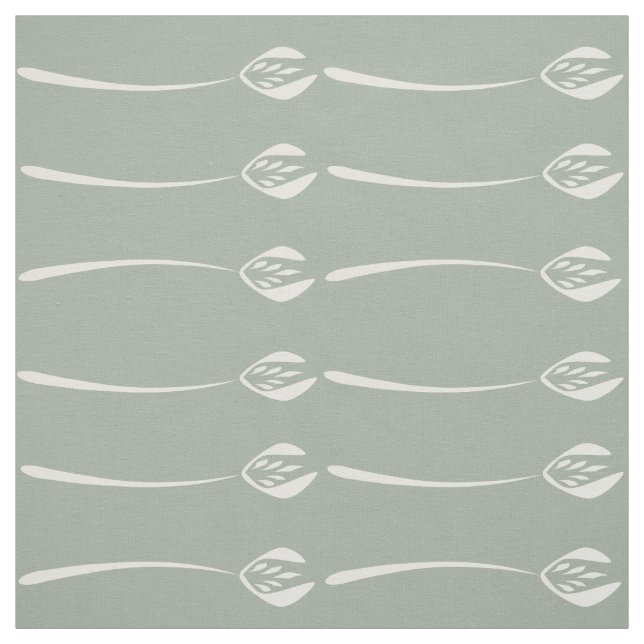 Abstrakt Graue Grüne Kunst Deco Tulip Blumenmuster Stoff (Muster)