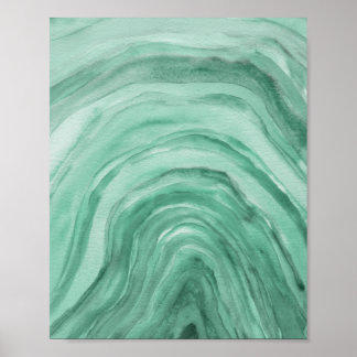 Abstrakt Green Abstrakt Agate Watercolor Kunst, Di Poster