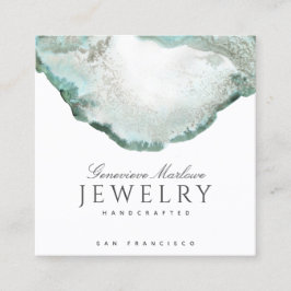 Abstrakt Green Agate Schmuckdesigner Quadratische Visitenkarte