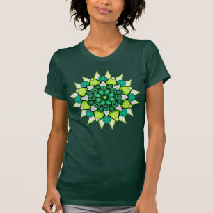 Abstrakt Green Boho Floral Mandala T-Shirt