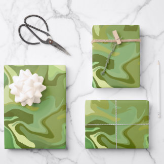 Abstrakt Green Fluid Art Design Geschenkpapier Set