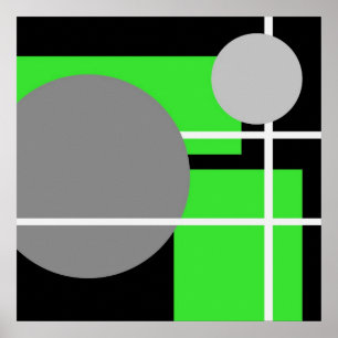 Abstrakt Green Gray Schwarz-weiß AP0001 Poster
