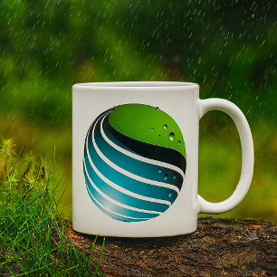 Abstrakt Grün und Blau Globe Moderne Erde Kaffeetasse