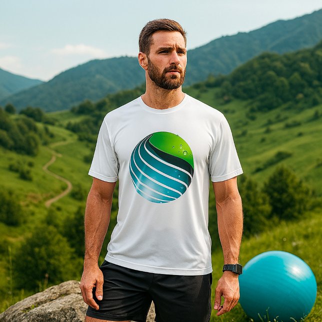 Abstrakt Grün und Blau Globe Moderne Erde T-Shirt (Von Creator hochgeladen)