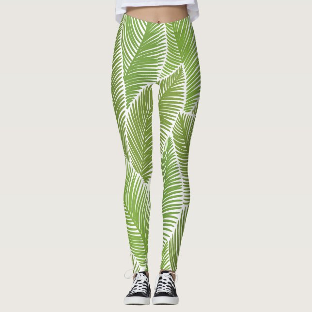 Abstrakt grüne Blüte, nahtloser Hintergrund. Leggings (Vorderseite)