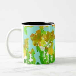 Abstrakt grüne und goldene florale Zweifarben-Tass Zweifarbige Tasse