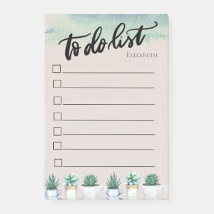 Abstrakt, grüner Farbspritzer, Kaktus To-Do-Liste Post-it Klebezettel