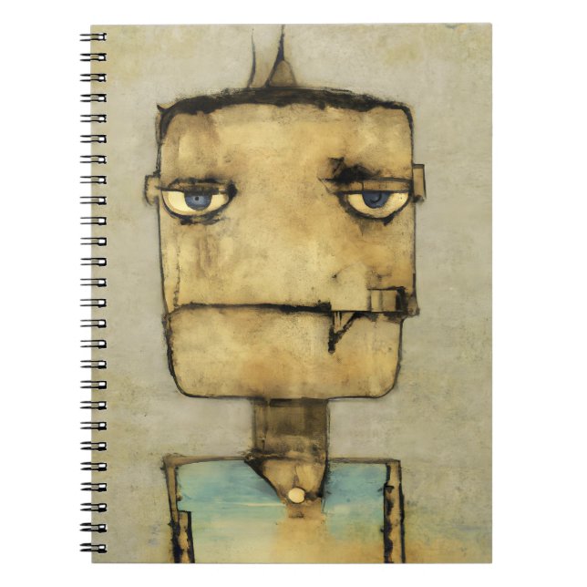 Abstrakt Grunge Robot Face Notebook Notizblock (Vorderseite)