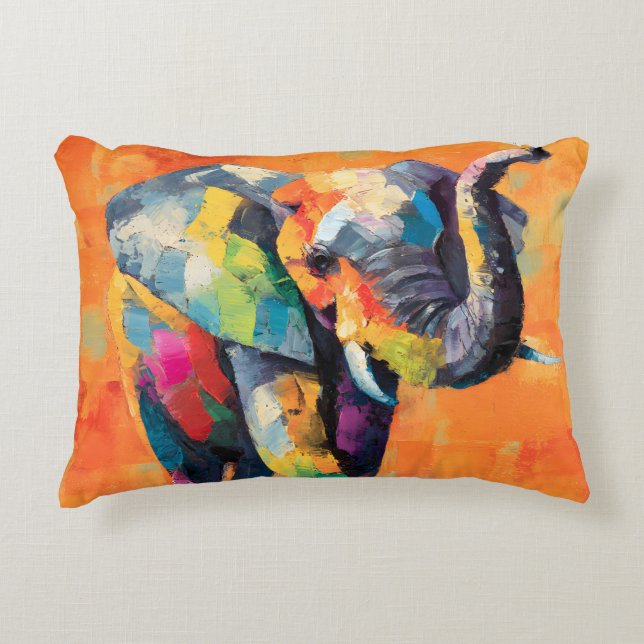 Abstrakt Happy Rainbow Elephant Dekokissen (Vorderseite)